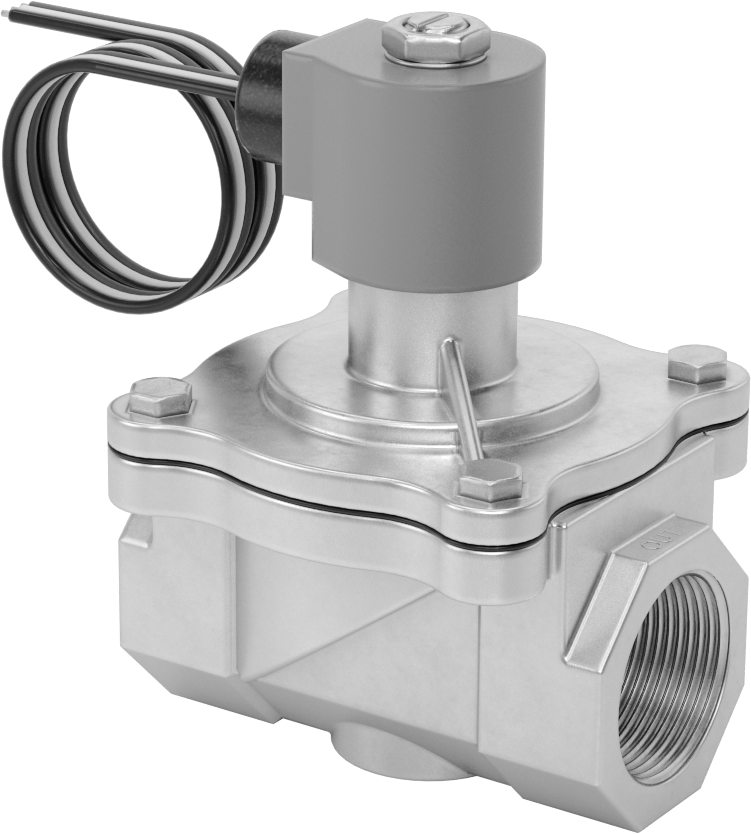 Viton® Contalı Pirinç Solenoid Açma/Kapama Vanası, Soğutucu ve Deterjan için, Kapalı, 24V AC, 1-1/4 NPT Dişi