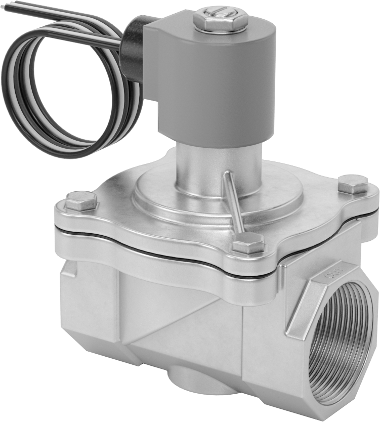 Viton® Contalı Pirinç Solenoid Açma/Kapama Vanası, Soğutucu ve Deterjan için, Kapalı, 24V AC, 1-1/2 NPT Dişi