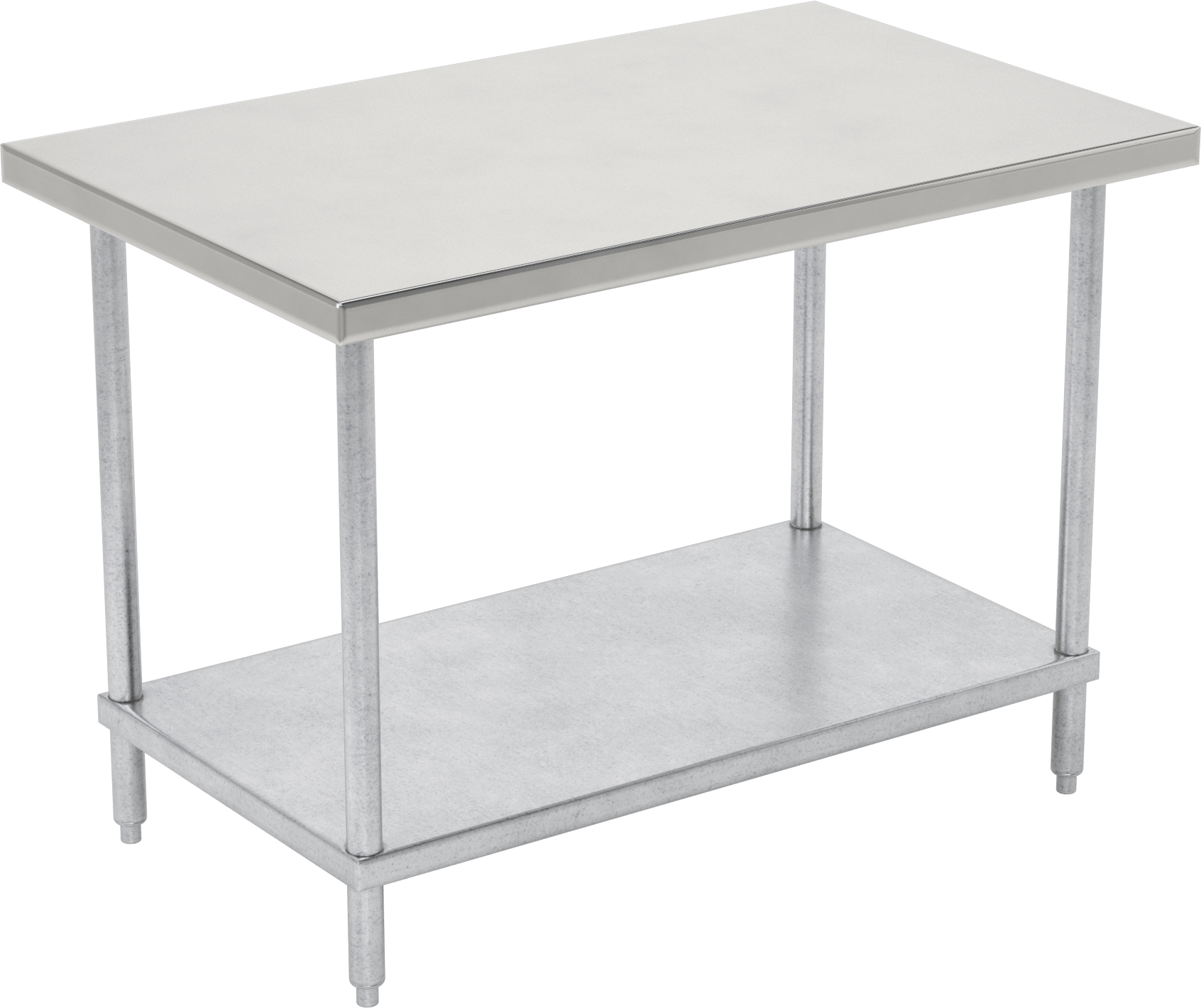 Paslanmaz Çelik Üstlü Masa, Sabit, Raflı, 35 inç Yükseklik x 48 inç Genişlik x 30 inç Derinlik