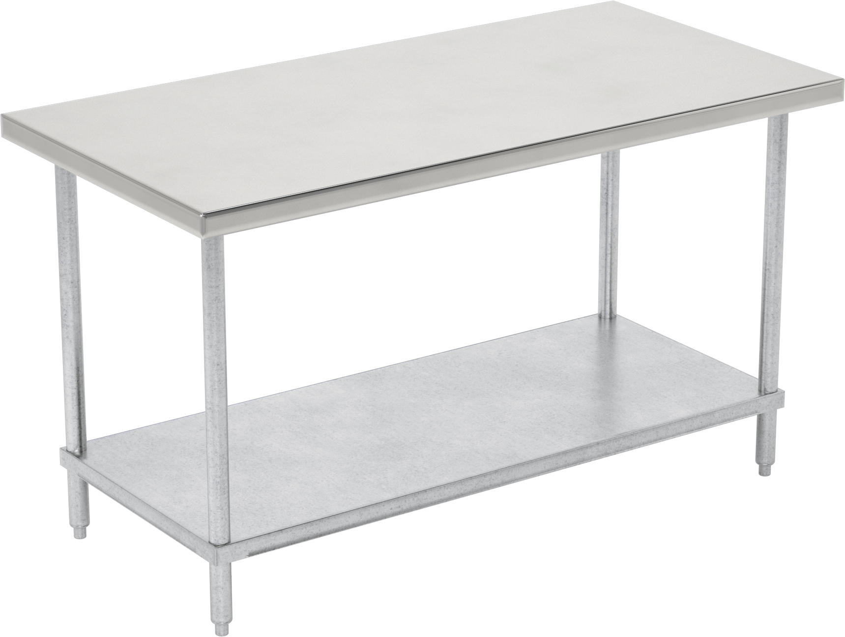 Paslanmaz Çelik Üstlü Masa, Sabit, Raflı, 35“ Yükseklik x 60” Genişlik x 30" Derinlik