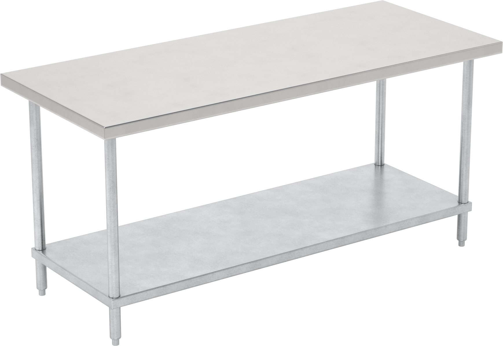 Paslanmaz Çelik Üstlü Masa, Sabit, Raflı, 35“ Yükseklik x 72” Genişlik x 30" Derinlik