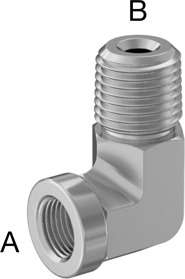 Hassas Aşırı Basınçlı 316 Paslanmaz Çelik Bağlantı Parçası, 90 Derece Redüksiyon Adaptörü, 1/4 NPT Erkek x 1/8 NPT Dişi