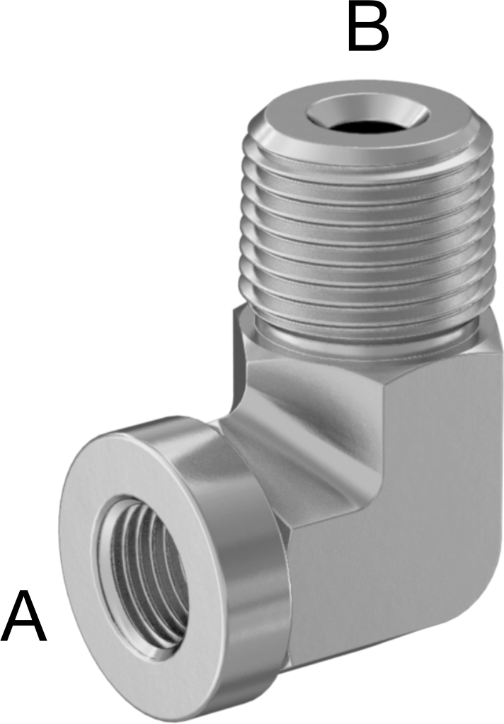 Hassas Aşırı Basınçlı 316 Paslanmaz Çelik Bağlantı Parçası, 90 Derece Redüksiyon Adaptörü, 1/2 NPT Erkek x 1/4 NPT Dişi