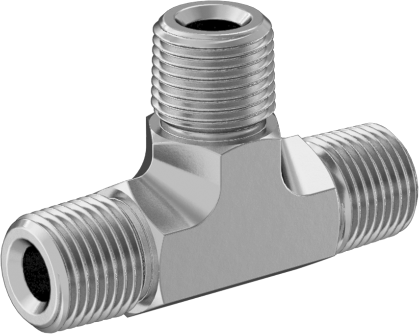 Hassas Aşırı Basınçlı 316 Paslanmaz Çelik Bağlantı Parçası, T Konektörü, 1/8 NPT Erkek