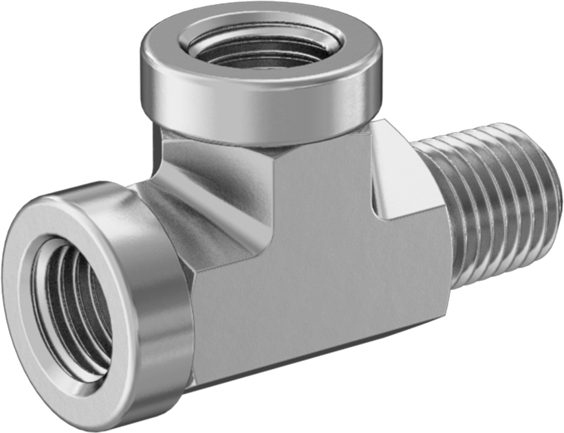 Hassas Aşırı Basınçlı 316 Paslanmaz Çelik Bağlantı Parçası, Dik Açılı T Adaptörü, 1/16 NPT Dişi x Erkek