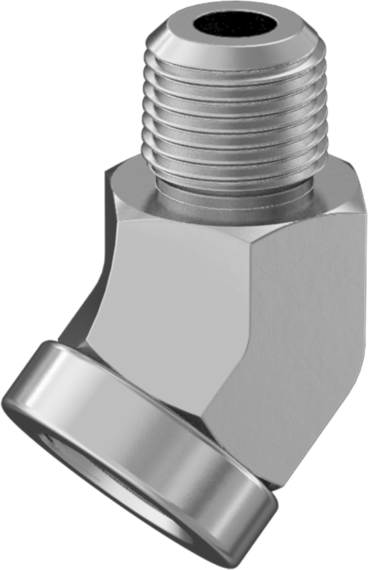 Hassas Aşırı Basınçlı 316 Paslanmaz Çelik Bağlantı Parçası, 45 Derece Dirsek Adaptörü, 1/8 NPT Dişi x Erkek