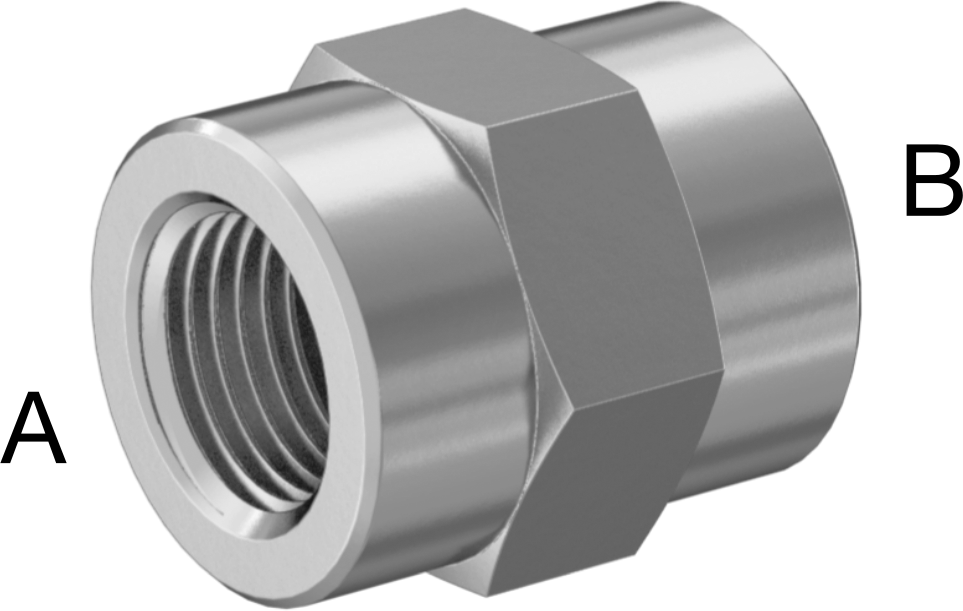 Hassas Aşırı Basınçlı 316 Paslanmaz Çelik Bağlantı Parçası, Altıgen Gövdeli Düz Redüktör, 1/8 x 1/16 NPT Dişi