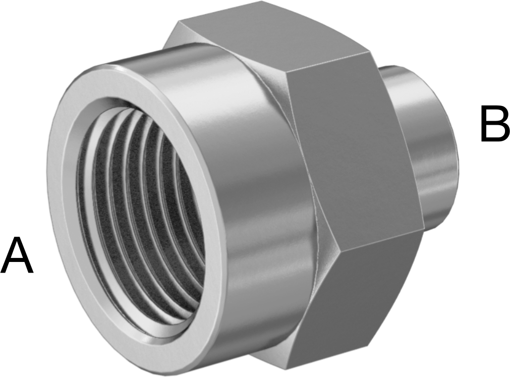 Hassas Aşırı Basınçlı 316 Paslanmaz Çelik Bağlantı Parçası, Altıgen Gövdeli Düz Redüktör, 1/2 x 1/8 NPT Dişi