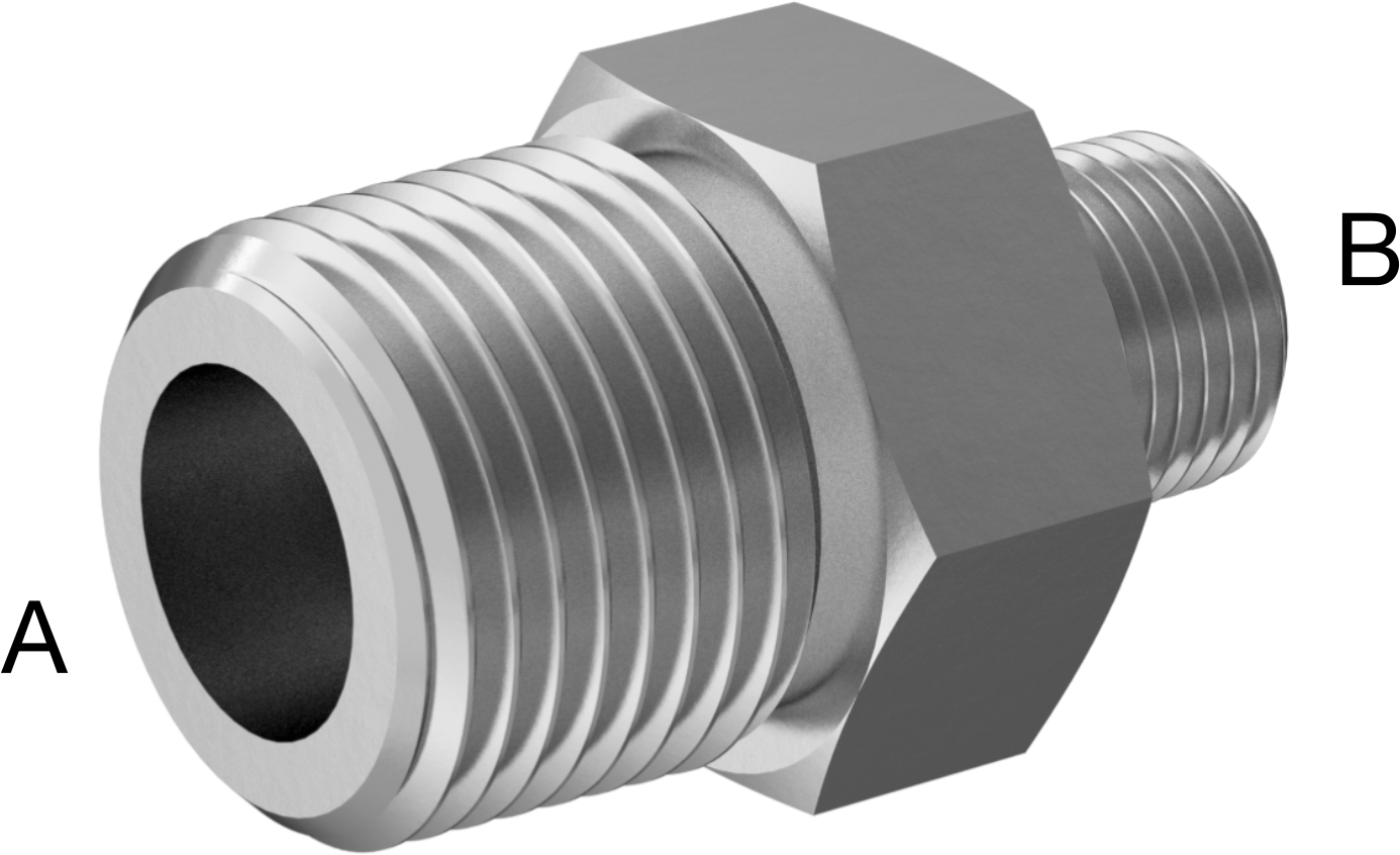 Hassas Aşırı Basınçlı 316 Paslanmaz Çelik Bağlantı Parçası, Altıgen Gövdeli Düz Redüktör, 3/8 x 1/8 NPT Erkek