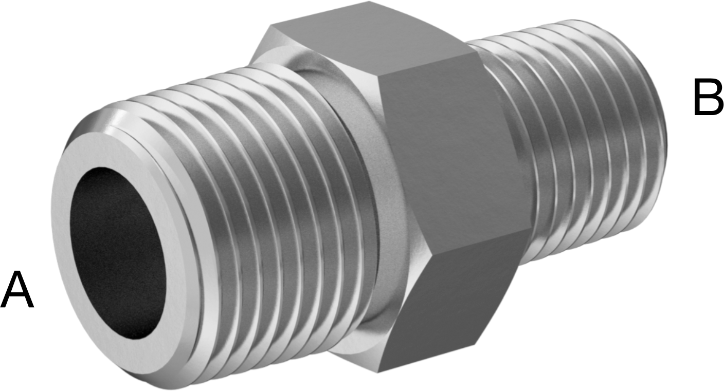 Hassas Aşırı Basınçlı 316 Paslanmaz Çelik Bağlantı Parçası, Altıgen Gövdeli Düz Redüktör, 3/8 x 1/4 NPT Erkek