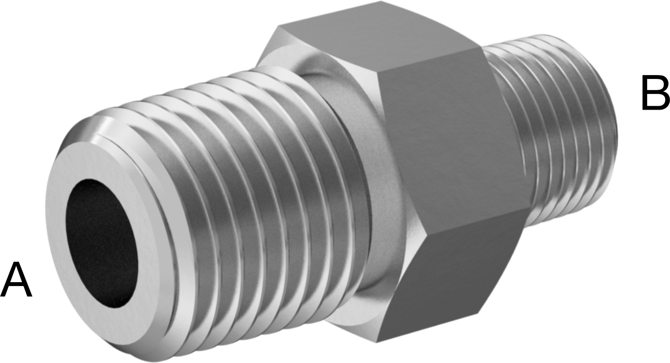 Hassas Aşırı Basınçlı 316 Paslanmaz Çelik Bağlantı Parçası, Altıgen Gövdeli Düz Redüktör, 1/4 x 1/8 NPT Erkek