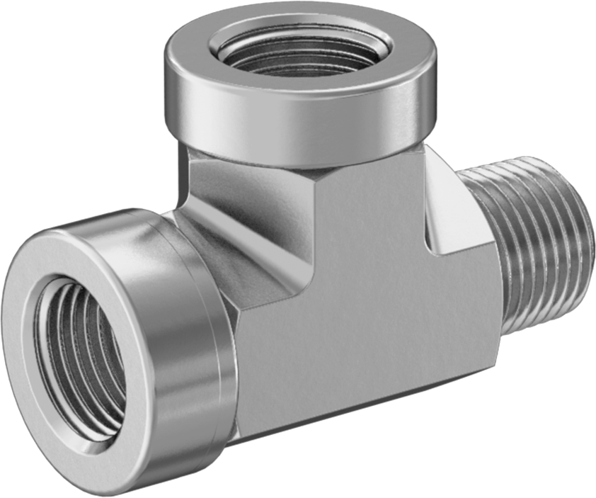 Hassas Aşırı Basınçlı 316 Paslanmaz Çelik Bağlantı Parçası, Dik Açılı T Adaptörü, 1/8 NPT Dişi x Erkek