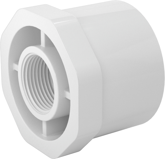 Su için Standart Cidarlı PVC Boru Bağlantı Parçası, Burç Redüktörü, 2-1/2 Soket Erkek x 1 NPT Dişi