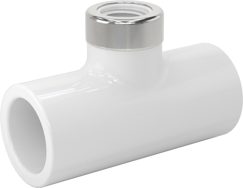 Su için Standart Cidarlı PVC Boru Bağlantı Parçası, Kollu T, 1/2 Soket Bağlantı Dişi x 1/4 NPT Dişi