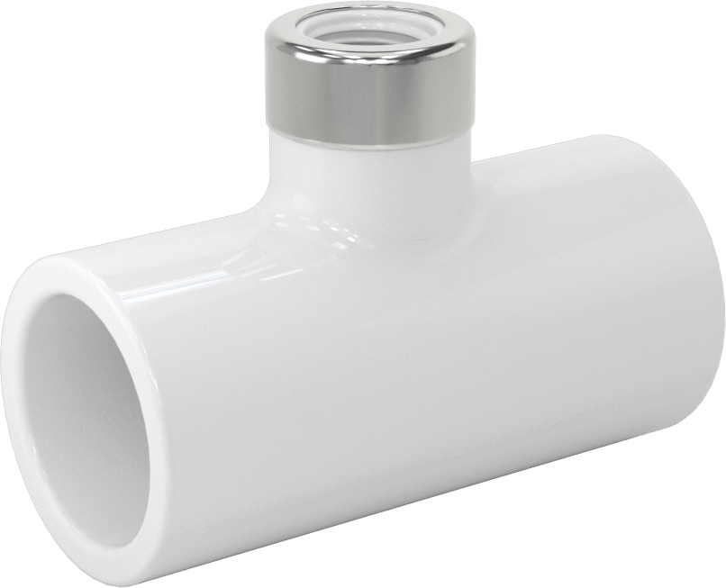Su için Standart Cidarlı PVC Boru Bağlantı Parçası, Kollu T, 3/4 Soket Bağlantı Dişi x 1/4 NPT Dişi