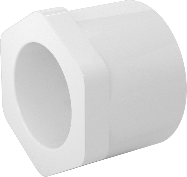 Su için Standart Cidarlı PVC Boru Bağlantı Parçası, Burç Redüktörü, Beyaz, 1-1/2 Soket Erkek x 1 Soket Dişi