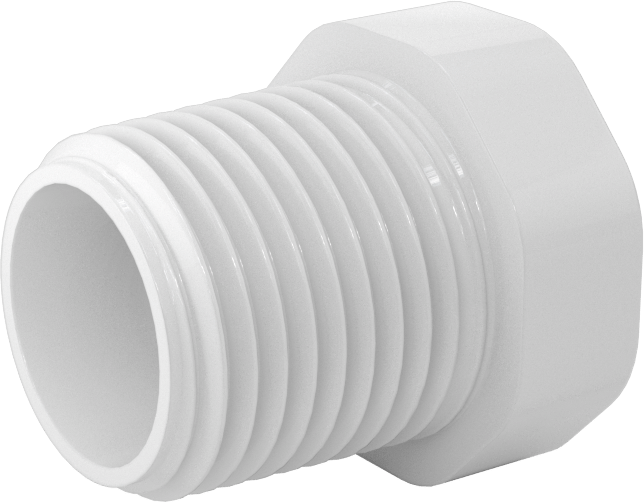 Su için Standart Cidarlı PVC Boru Bağlantı Parçası, Burç Redüktör Adaptörü, 1/2 NPT Erkek x 1/4 NPT Dişi