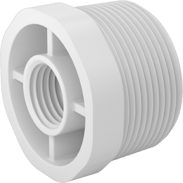 Su için Standart Cidarlı PVC Boru Bağlantı Parçası, Burç Redüktörü, 1-1/2 NPT Erkek x 1/2 NPT Dişi