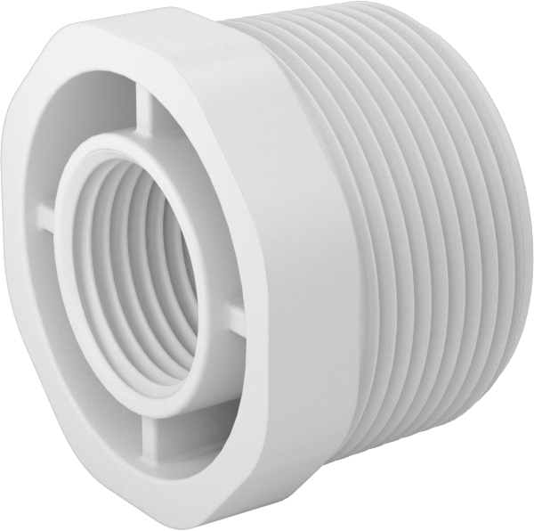 Su için Standart Cidarlı PVC Boru Bağlantı Parçası, Burç Redüktörü, 1-1/2 NPT Erkek x 3/4 NPT Dişi