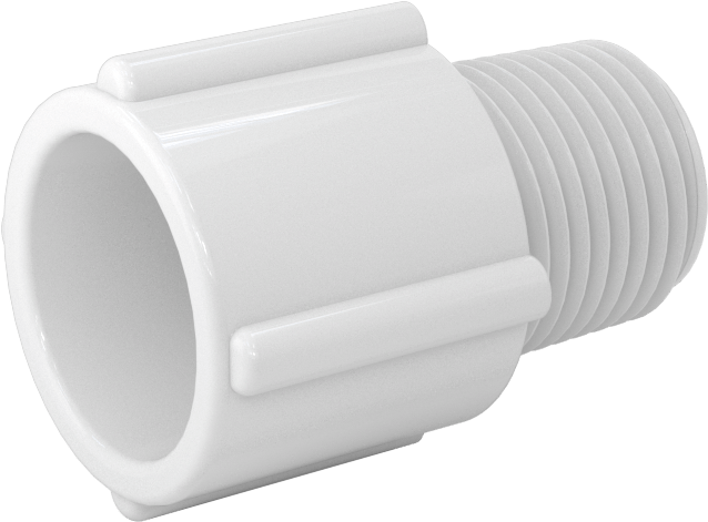 Su için Standart Cidarlı PVC Boru Bağlantı Parçası, Adaptör, Beyaz, 3/8 Soket Bağlantılı Dişi x 3/8 NPT Erkek
