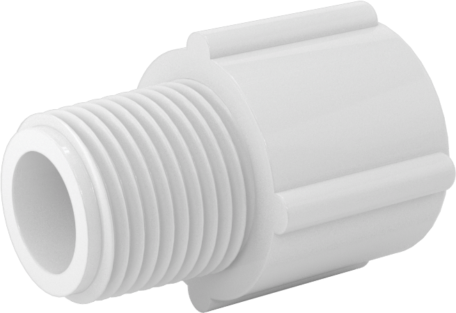 Su için Standart Cidarlı PVC Boru Bağlantı Parçası, Adaptör, Beyaz, 3/8 Soket Bağlantılı Dişi x 3/8 NPT Erkek