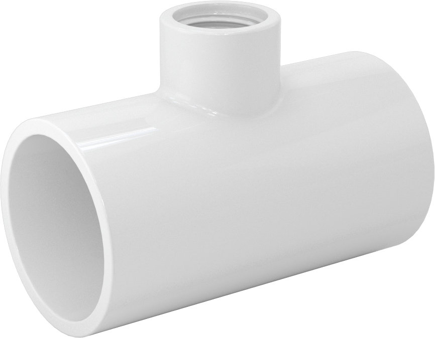 Su için Standart Cidarlı PVC Boru Bağlantı Parçası, Hat Üstü T Adaptörü, 1-1/4 Dişi Soket x 1/2 NPT Dişi