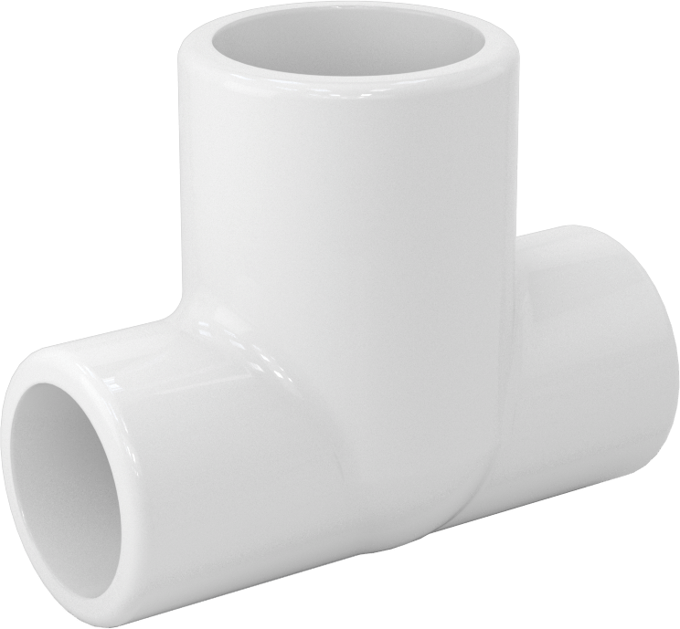 Su için Standart Cidarlı PVC Boru Bağlantı Parçası, Hat Üstü T Redüktör, 1/2 Soket Dişi x 3/4 Soket Dişi