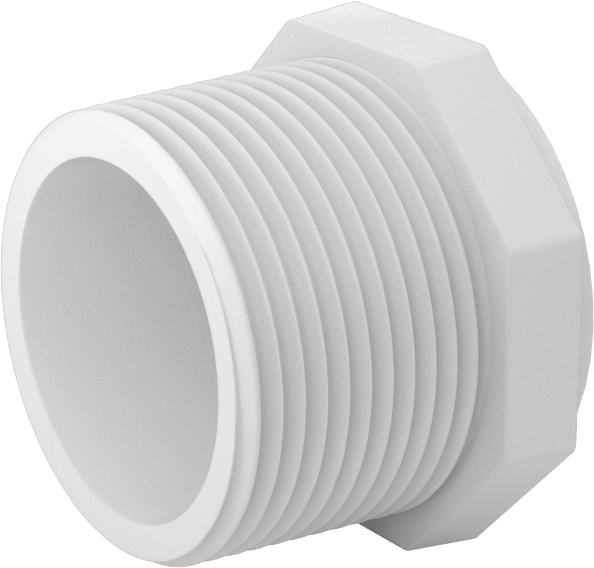 Su için Standart Cidarlı PVC Boru Bağlantı Parçası, Harici Sekizgen Tahrikli Fiş, 1-1/4 NPT Erkek