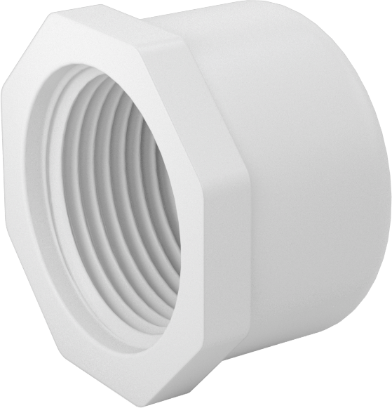Su için Standart Cidarlı PVC Boru Bağlantı Parçası, Kapak, 1 NPT Dişi