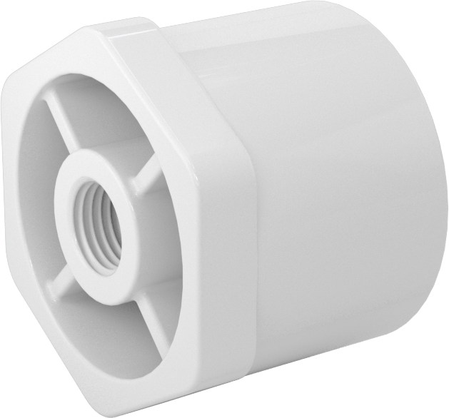 Su için Standart Cidarlı PVC Boru Bağlantı Parçası, Burç Redüktörü, 1-1/2 Erkek Soket x 1/4 Dişi NPT