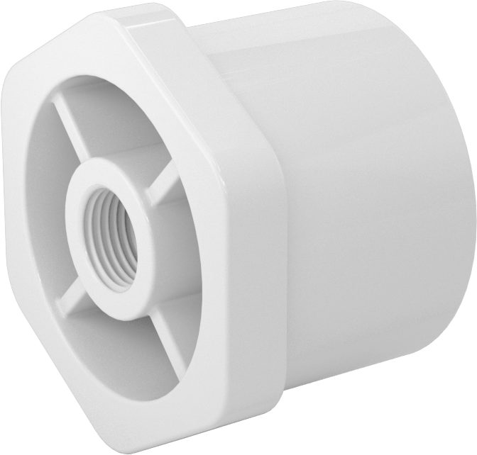 Su için Standart Cidarlı PVC Boru Bağlantı Parçası, Burç Redüktörü, 2-1/2 Soket Erkek x 1/2 NPT Dişi
