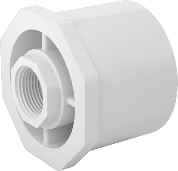 Su için Standart Cidarlı PVC Boru Bağlantı Parçası, Burç Redüktörü, 2-1/2 Soket Erkek x 3/4 NPT Dişi
