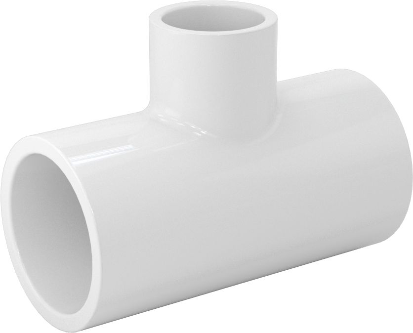 Su için Standart Cidarlı PVC Boru Bağlantı Parçası, Hat Üstü T Redüktör, 1 Soket Dişi x 1/2 Soket Dişi