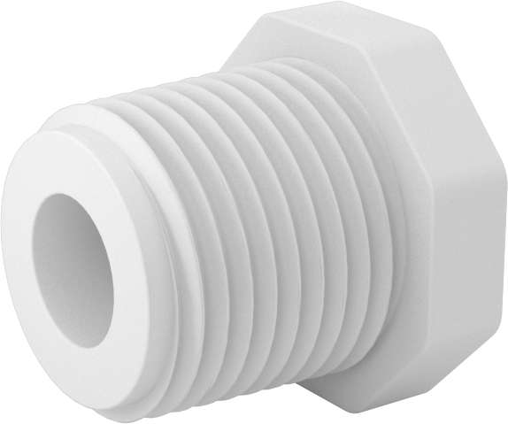 Su için Standart Cidarlı PVC Boru Bağlantı Parçası, Harici Sekizgen Tahrikli Fiş, 3/8 NPT Erkek