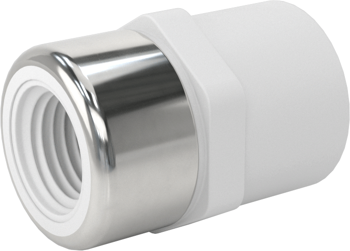 Su için Standart Cidarlı PVC Boru Bağlantı Parçası, Yaka ile Adaptör, 1/4 Soket Dişi x 1/4 NPT Dişi