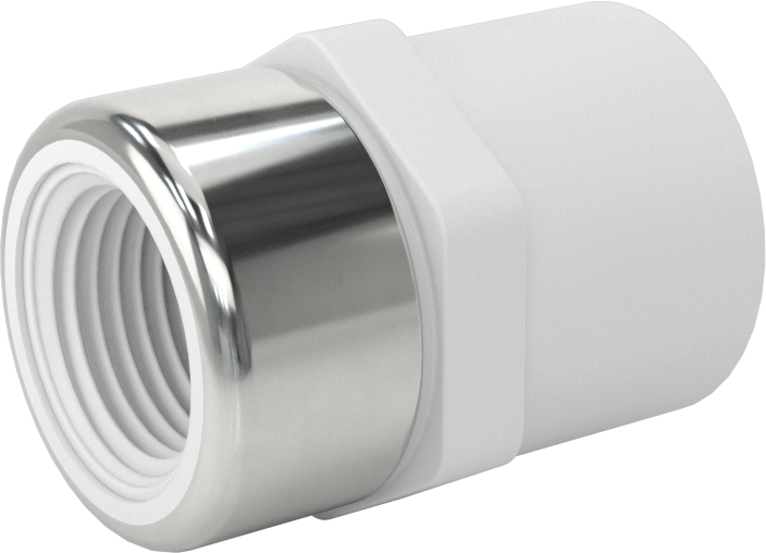 Su için Standart Cidarlı PVC Boru Bağlantı Parçası, Yaka ile Adaptör, 3/8 Soket Dişi x 3/8 NPT Dişi