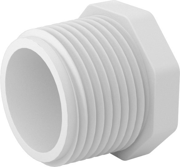 Su için Standart Cidarlı PVC Boru Bağlantı Parçası, Harici Sekizgen Tahrikli Fiş, 1 NPT Erkek