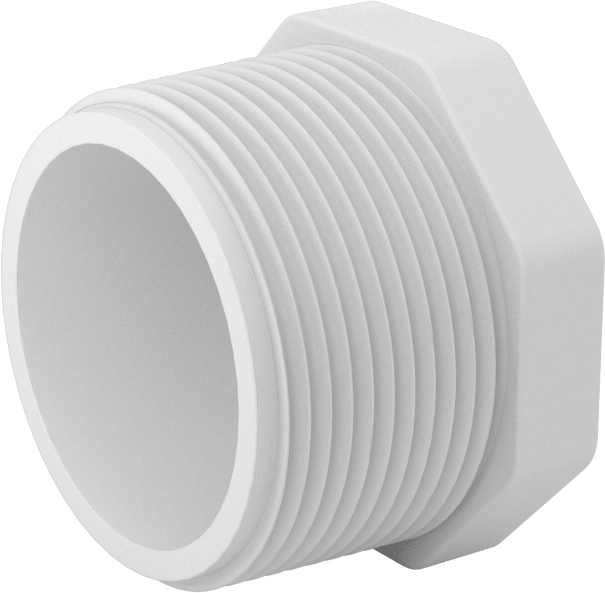 Su için Standart Cidarlı PVC Boru Bağlantı Parçası, Harici Sekizgen Tahrikli Fiş, 1-1/2 NPT Erkek