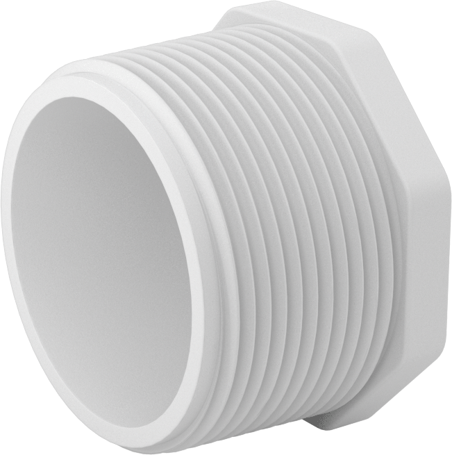 Su için Standart Cidarlı PVC Boru Bağlantı Parçası, Harici Sekizgen Tahrikli Fiş, 2-1/2 NPT Erkek