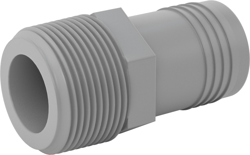 Su için Düşük Basınçlı Plastik Boru Bağlantı Parçası, Adaptör, Polipropilen, 1-1/4 Dikenli Erkek x 1-1/4 NPT Erkek