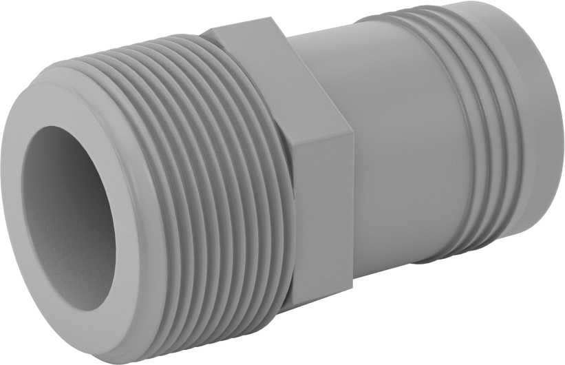 Su için Düşük Basınçlı Plastik Boru Bağlantı Parçası, Adaptör, Polipropilen, 1-1/2 Dikenli Erkek x 1-1/2 NPT Erkek