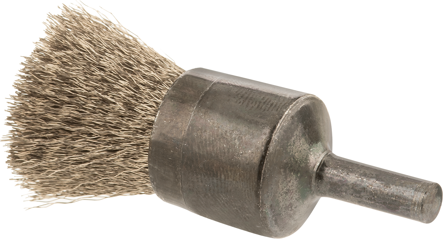 Dar Alanlar için Şaftlı Uç Fırçası, 3/4" Fırça Çapı, 0,02“ Çapında Paslanmaz Çelik Kıllara Sahip 3/4” Uzunluklu Şaft