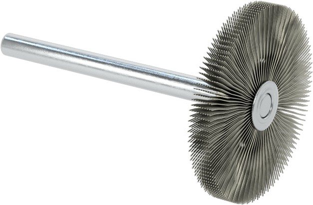 Saplı Çelik Tekerlek Fırçası, 1" Çap, 1/8" Kalınlık