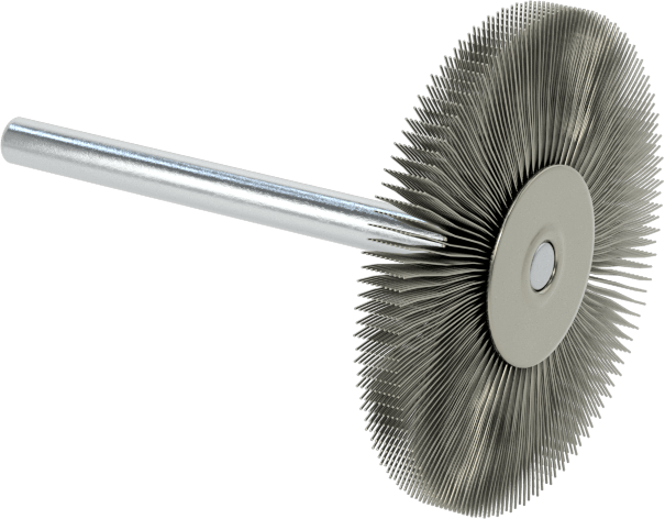 Saplı Çelik Tekerlek Fırçası, 1-1/4" Çap, 1/8" Kalınlık