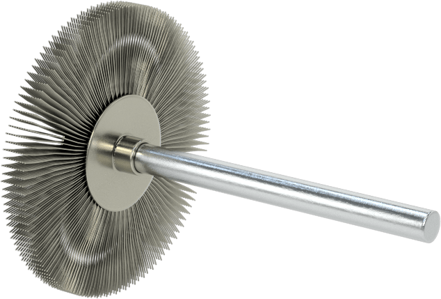 Saplı Çelik Tekerlek Fırçası, 1-1/4" Çap, 1/8" Kalınlık