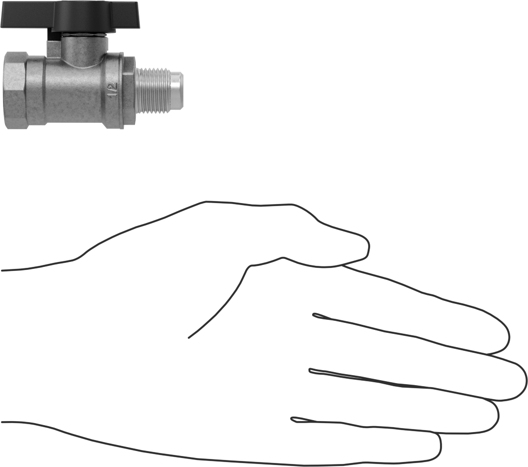 On/Off Doğal Valfi, Propan ve Bütan Gazı, 3/8" 45 Derece Genişletilmiş Erkek x 1/2 NPT Dişi