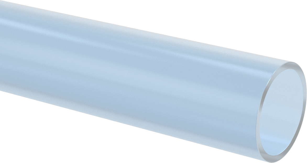 Su için Standart Cidarlı Şeffaf Mavi Sert PVC Boru, Dişsiz, 2-1/2 Boru Boyutu, 4 Fit Uzunluk