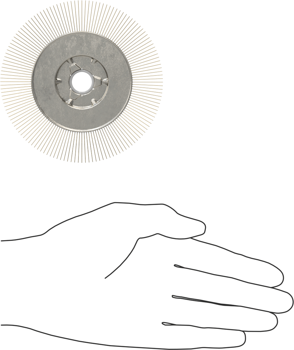 Pirinç Kıllı Düşük Çizilme Özelliğine Sahip Tekerlek Fırçası, Tezgah taşlama makineleri için, 4“ Çap x 1/2” Kalınlık, 0,014 inç Kıllar