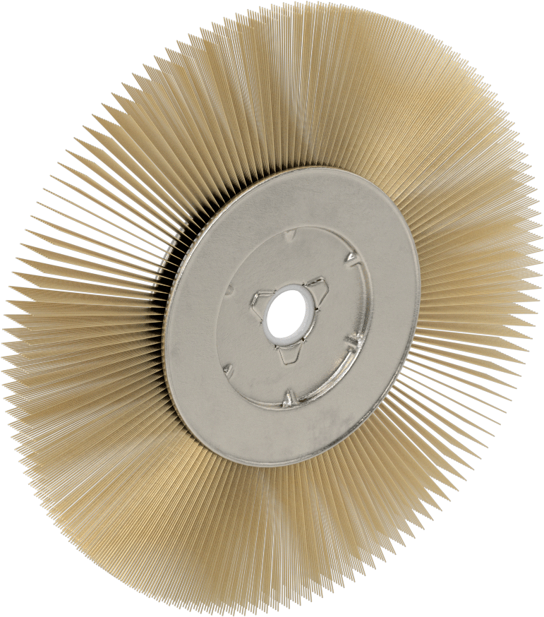Pirinç Kıllı Düşük Çizilme Özelliğine Sahip Tekerlek Fırçası, Tezgah taşlama makineleri için, 6 inç Çapında x 1/2 inç Kalınlığında, 0,005" Kıllar