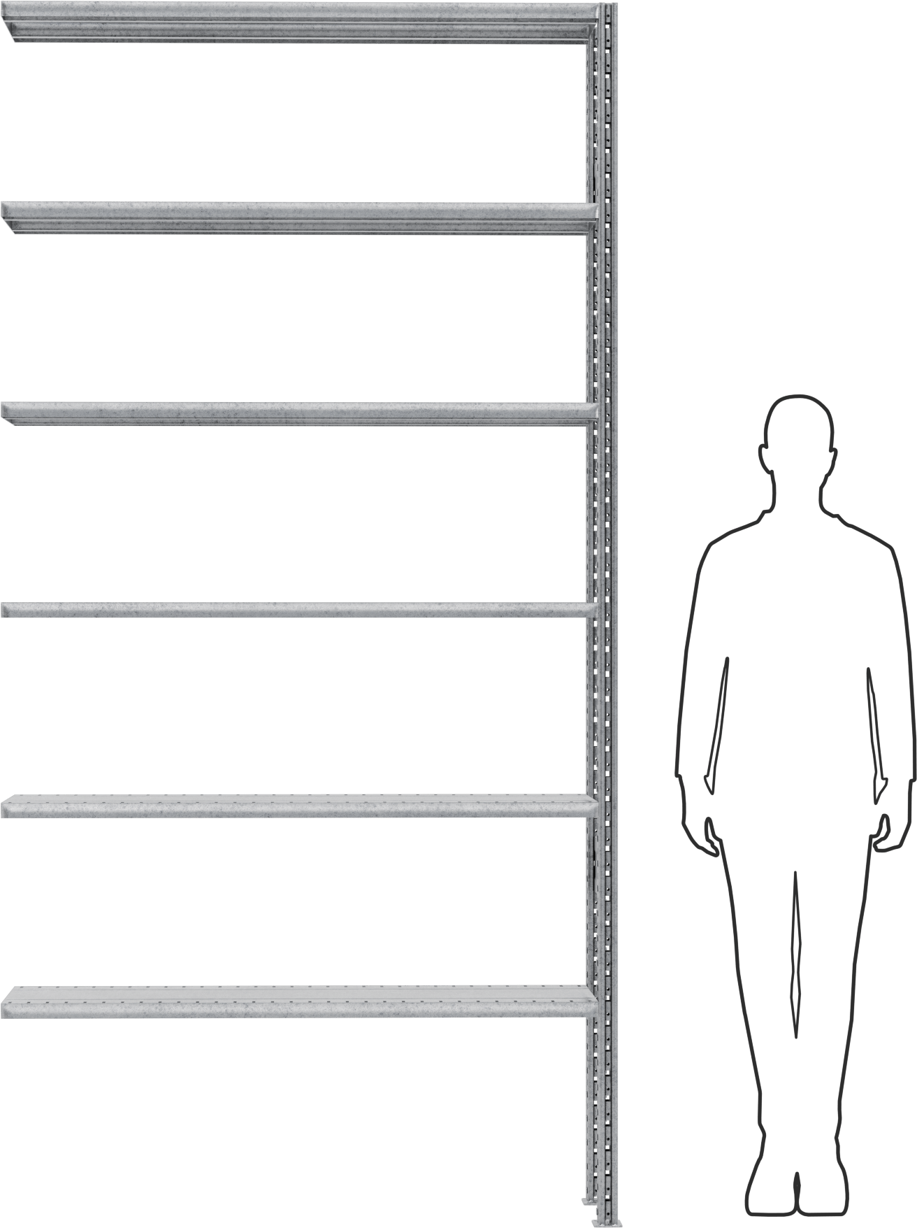 Ağır Hizmet Tipi Hızlı Montajlı Raf, Açık Raf Eklenti Ünitesi, 51“ Genişlik x 98” Yükseklik x 18" Derinlik